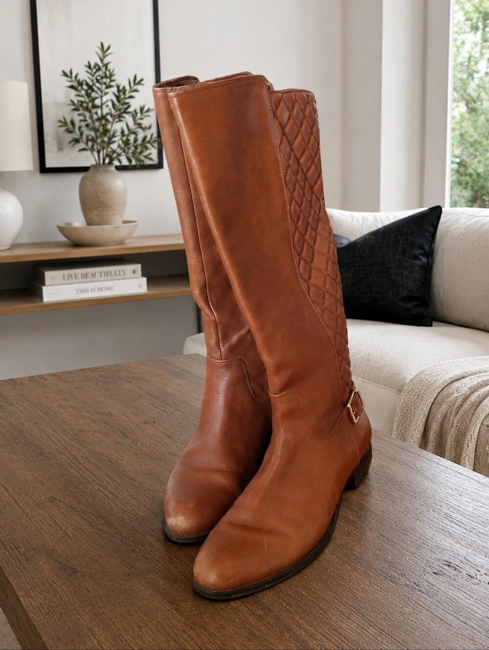 Isaac Mizrahi Live! A257667 Leather Riding Boots Wide Calf -Standard Sz10 Women